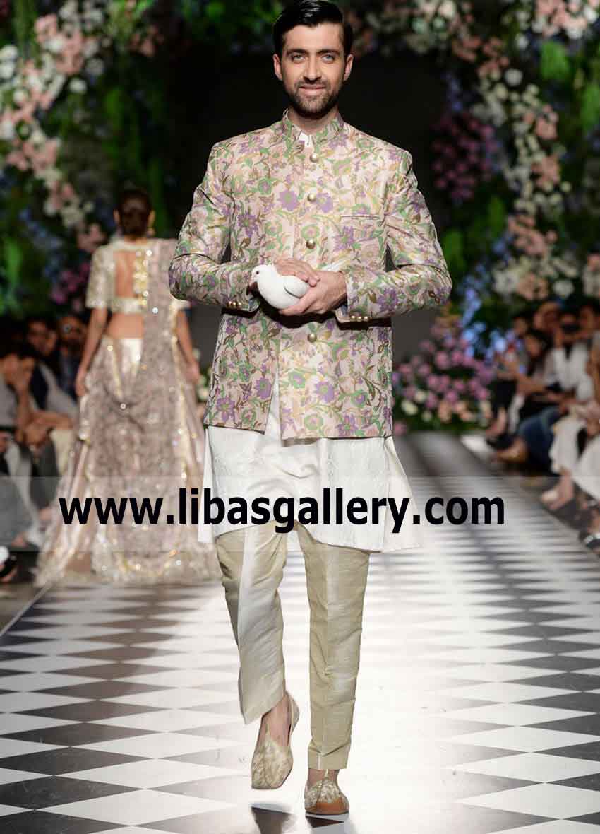 Flower Embroidered Colorful Prince coat for Groom