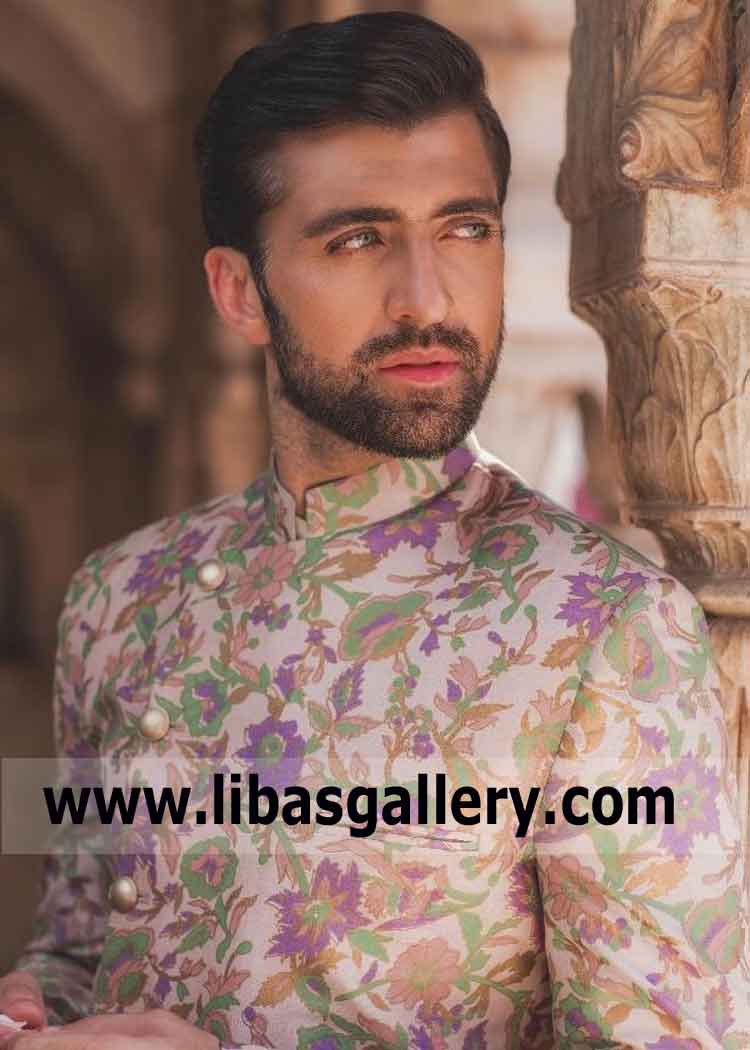 Flower Embroidered Colorful Prince coat for Groom
