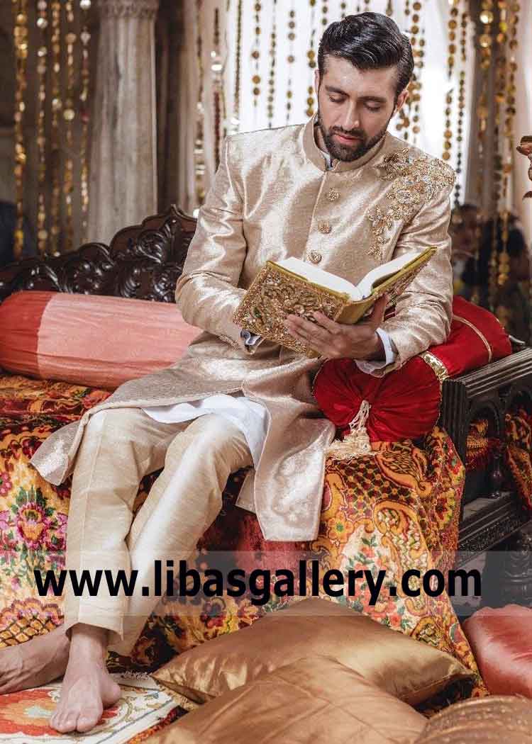 Book Reader Groom Dulha in Barat sherwani on wedding