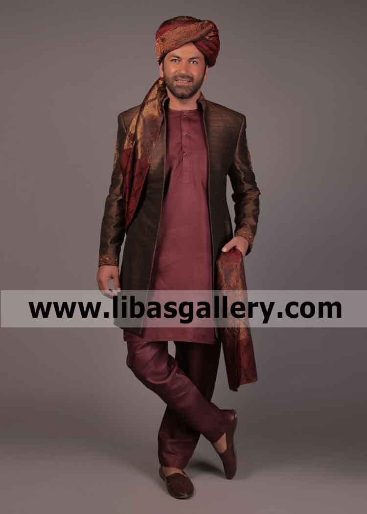unlimited perfection in new Bistre Color Sherwani
