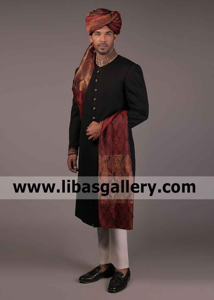 intricate beauty Black Marriage Jacket for Groom
