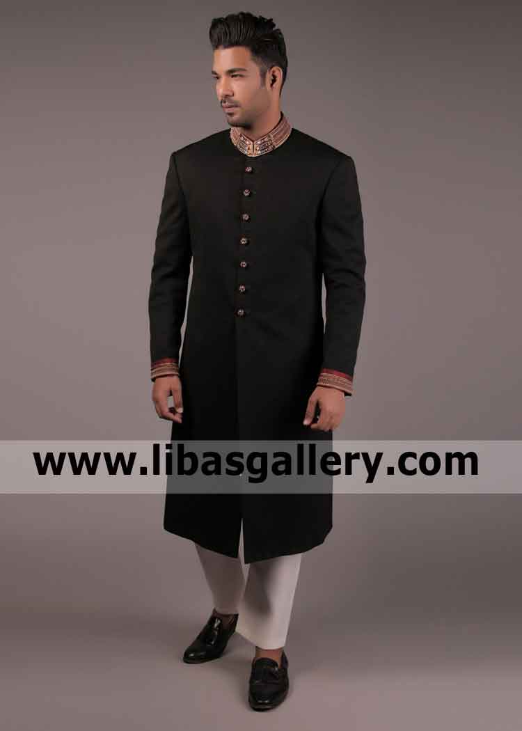 intricate beauty Black Marriage Jacket for Groom