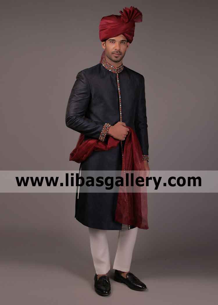 Black Barat Moments Groom Sherwani Asia