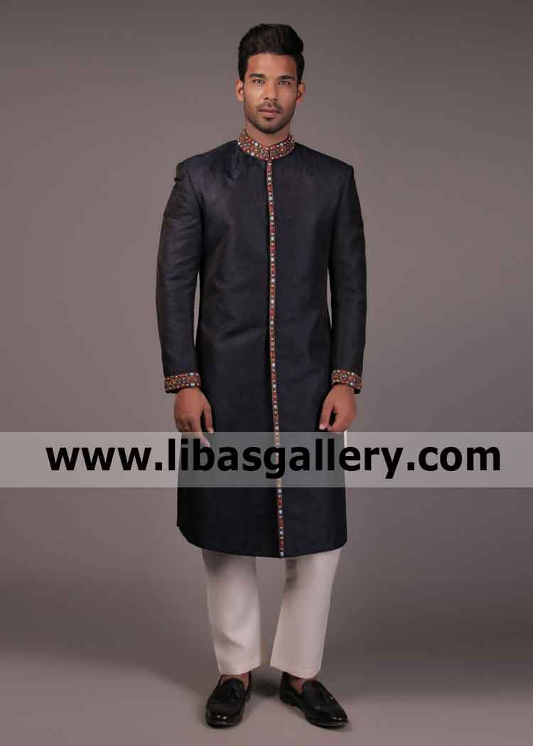 Black Barat Moments Groom Sherwani Asia