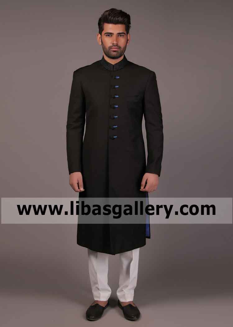 Career Supporter Black Custom made Sherwani