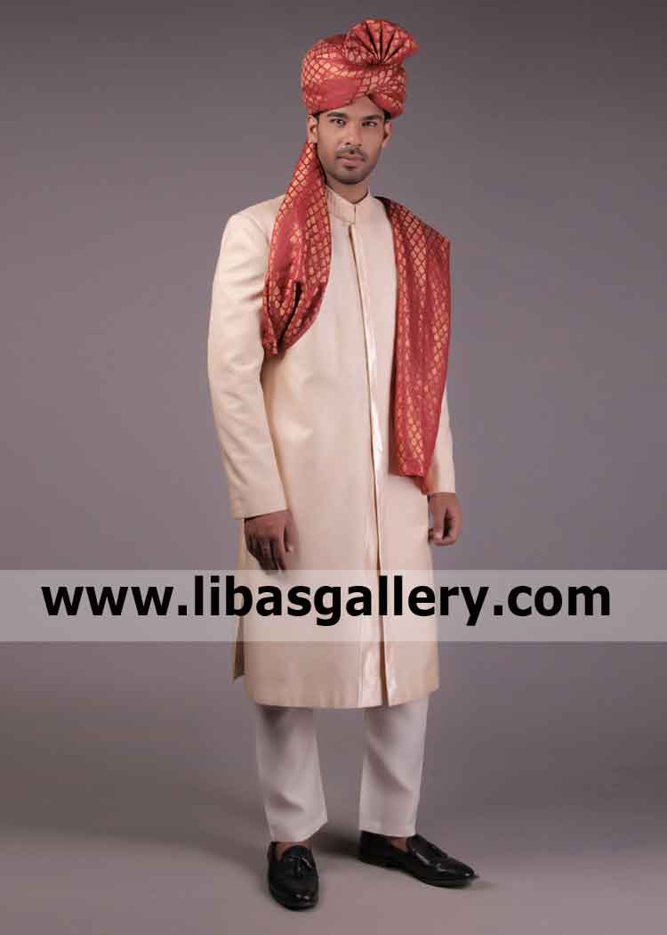 Dutch White Groom Sherwani New Look