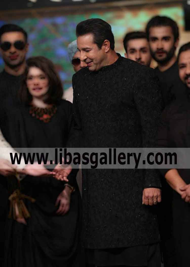 Black Embroidered Wedding Sherwani Design