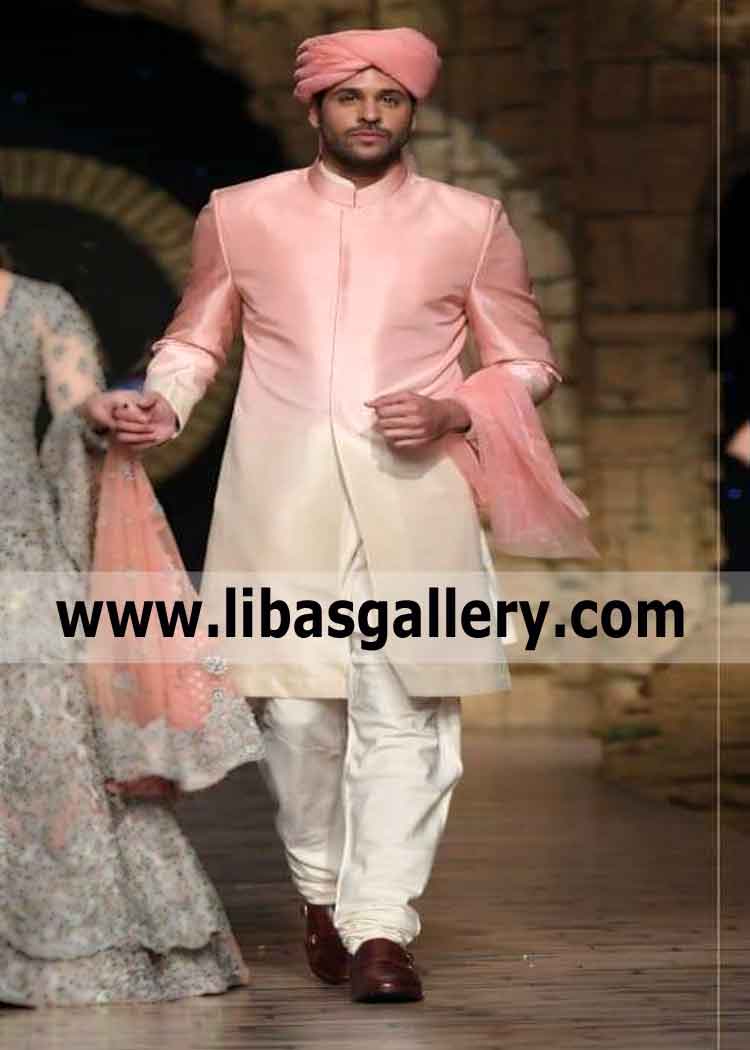 Pink blended sherwani simplicity and prosperity in wedding on stage South Africa North America United Kingdom