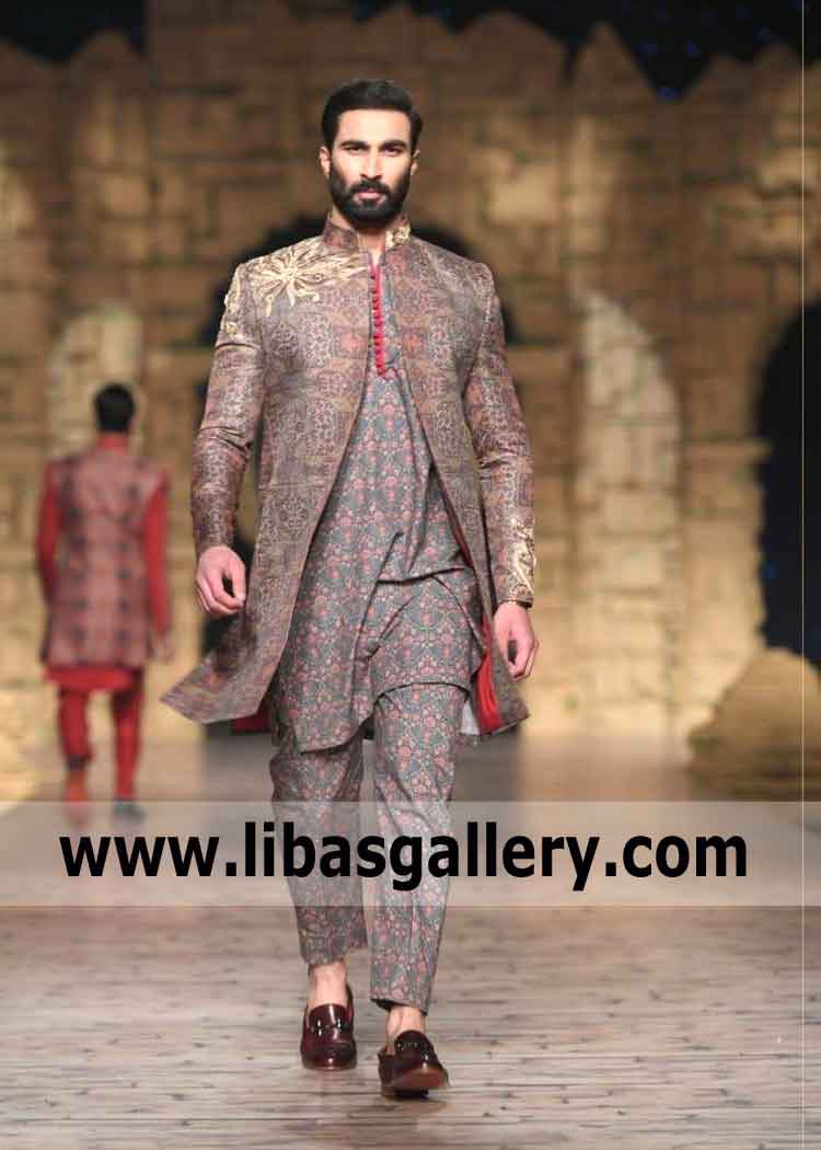 New journey Sherwani for groom and correct steps will take him to right destination Edmonton Montreal Canada