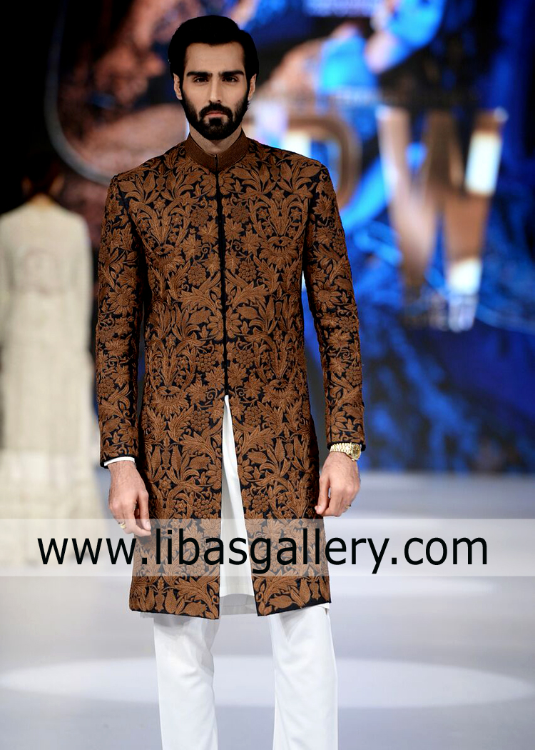 Embroidered Wedding Sherwani 2020 for tall smart Groom 