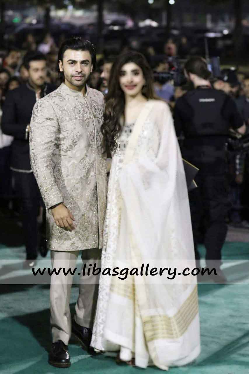 Embroidered Silver Gray Designer slim fit Wedding Sherwani Farhan Saeed