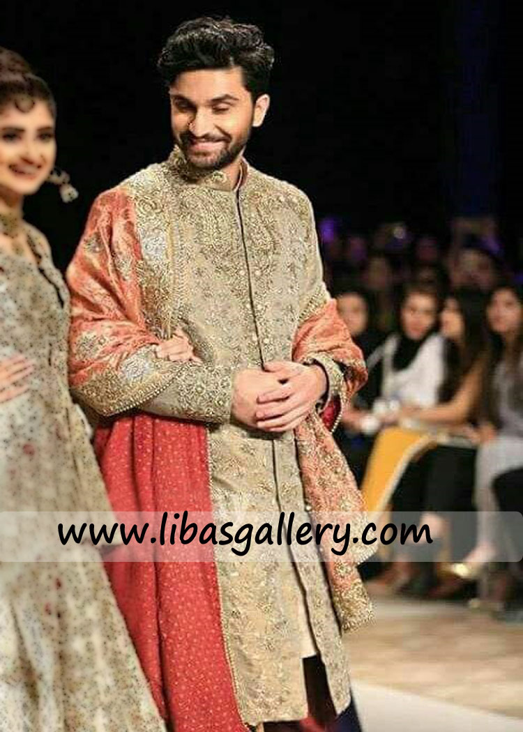 Groom Sherwani Gold hand Embellishment beautifully