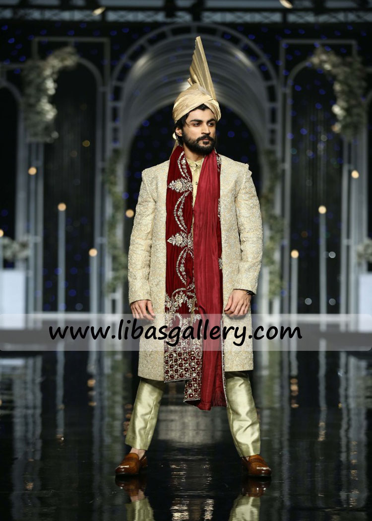 Dulha Raja Golden Embellished Wedding Jacket