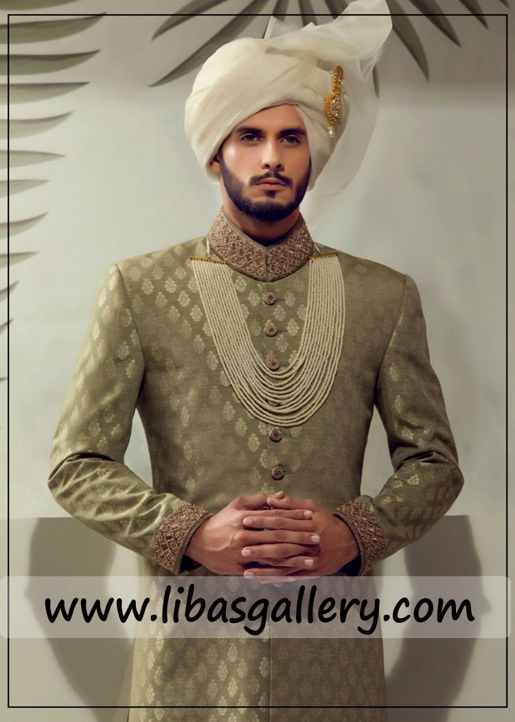 Mughal Emperor style Groom Wedding jamawar Sherwani