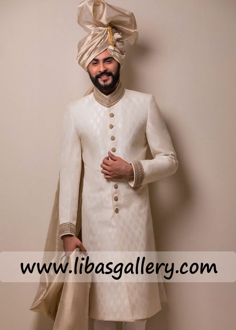 Jamawar Banarsi Comfort Groom Wedding Sherwani