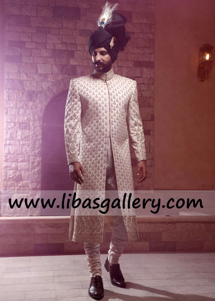 Hand Embellished Stylish Groom Elegant Sherwani Suit 