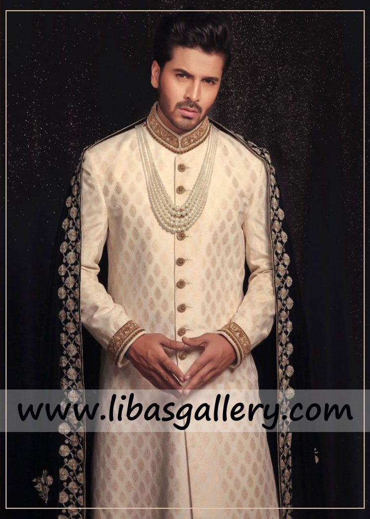 Bandhgala Antique work groom jamawar wedding jacket sherwani ...