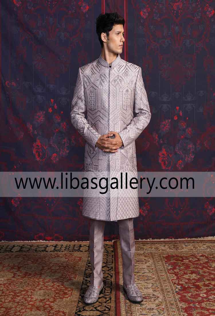 Mauve Groom barat nikah worthy Sherwani suit