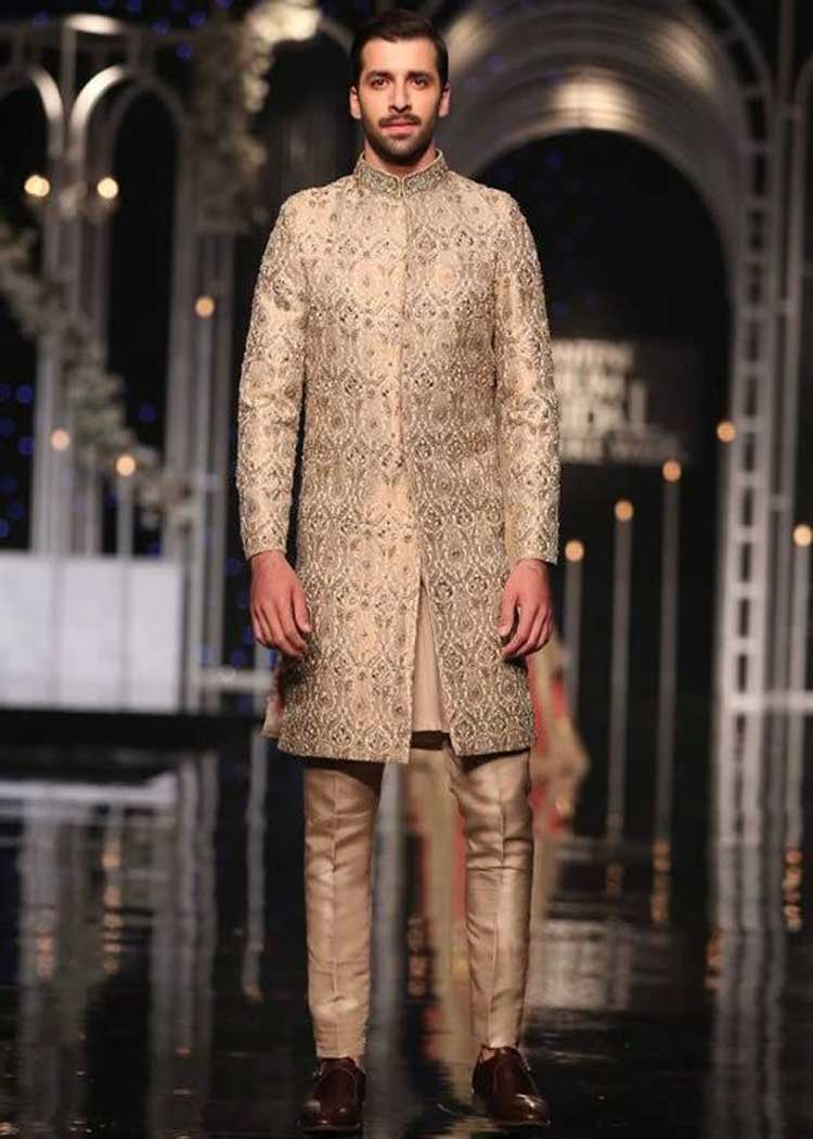 Gold Embroidered Groom sherwani Afroz for Man