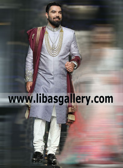 Rich Quality jamawar banarsi groom wedding sherwani ensemble