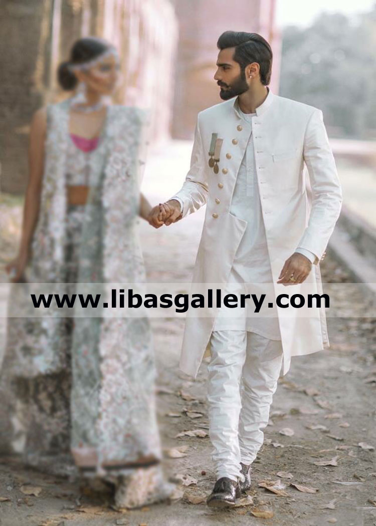 mind blowing white designer sherwani suit for fashion lover gents