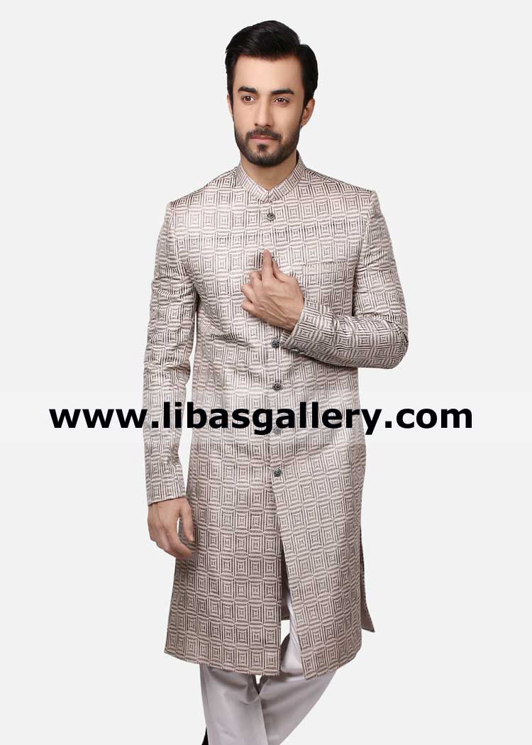 male occasion wear sherwani ensemble regular and slim fit style