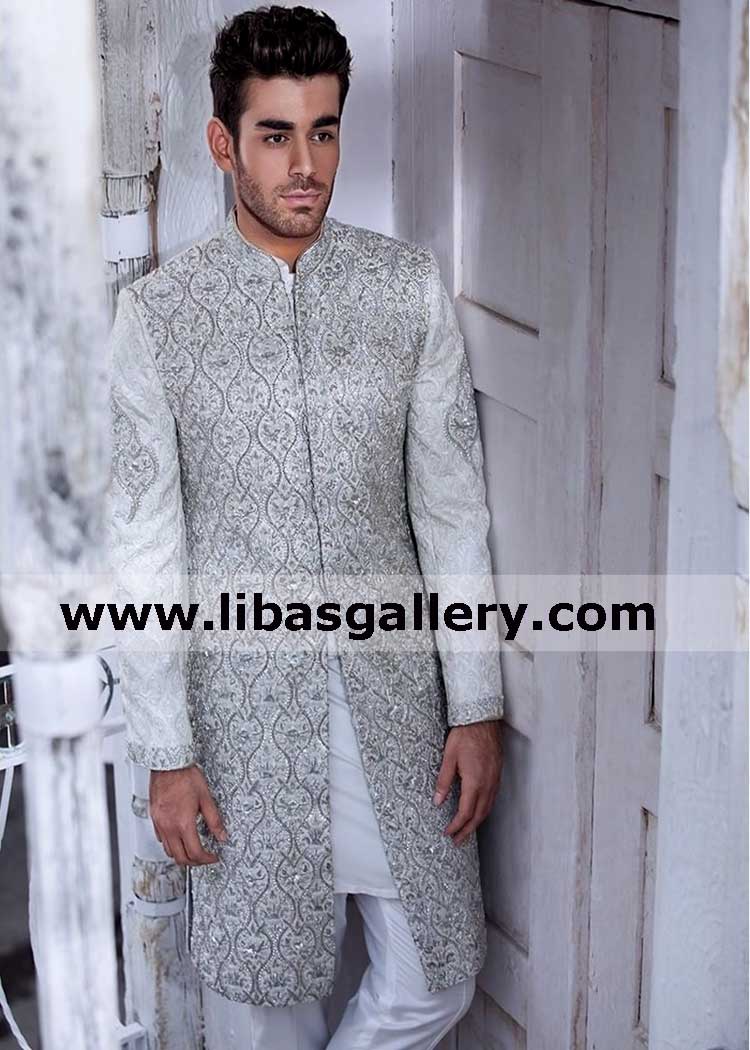 order precious pakistani and indian wedding mens sherwanis in jamawar royal fabric with matching inner kurta pajama sugarland texas new york chicago usa