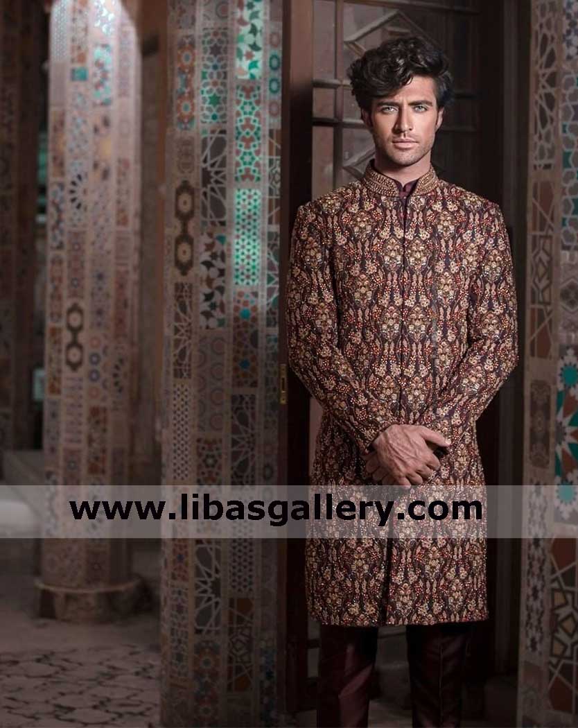 luxury wedding sherwani embellished for man nikah barat