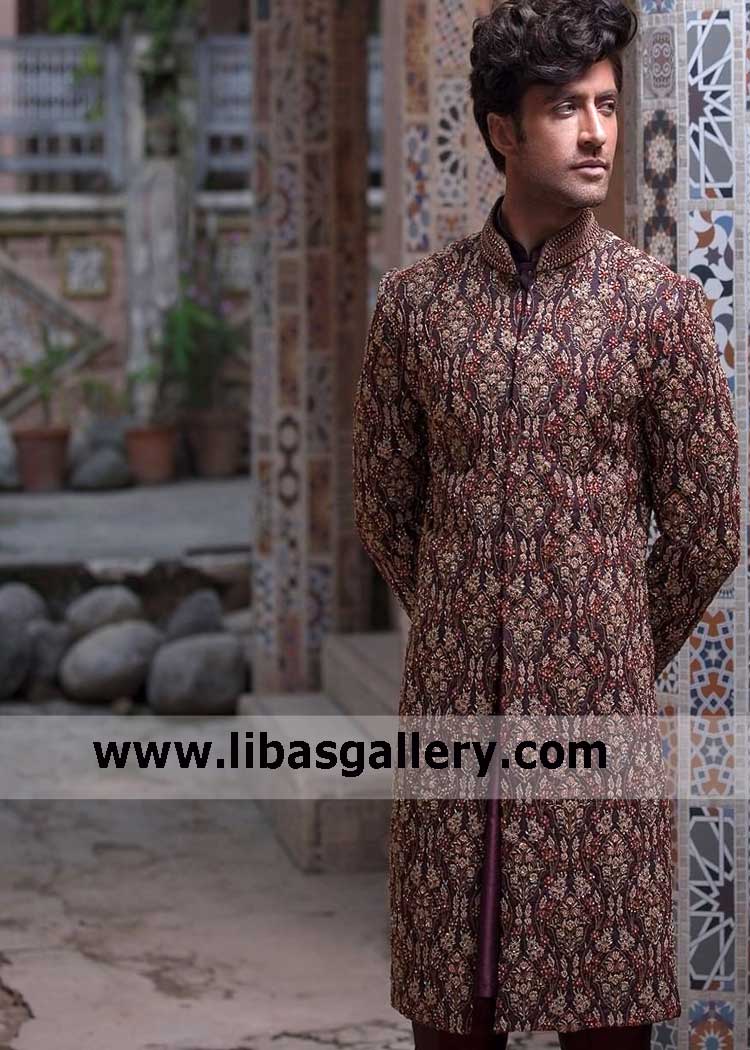 luxury wedding sherwani embellished for man nikah barat