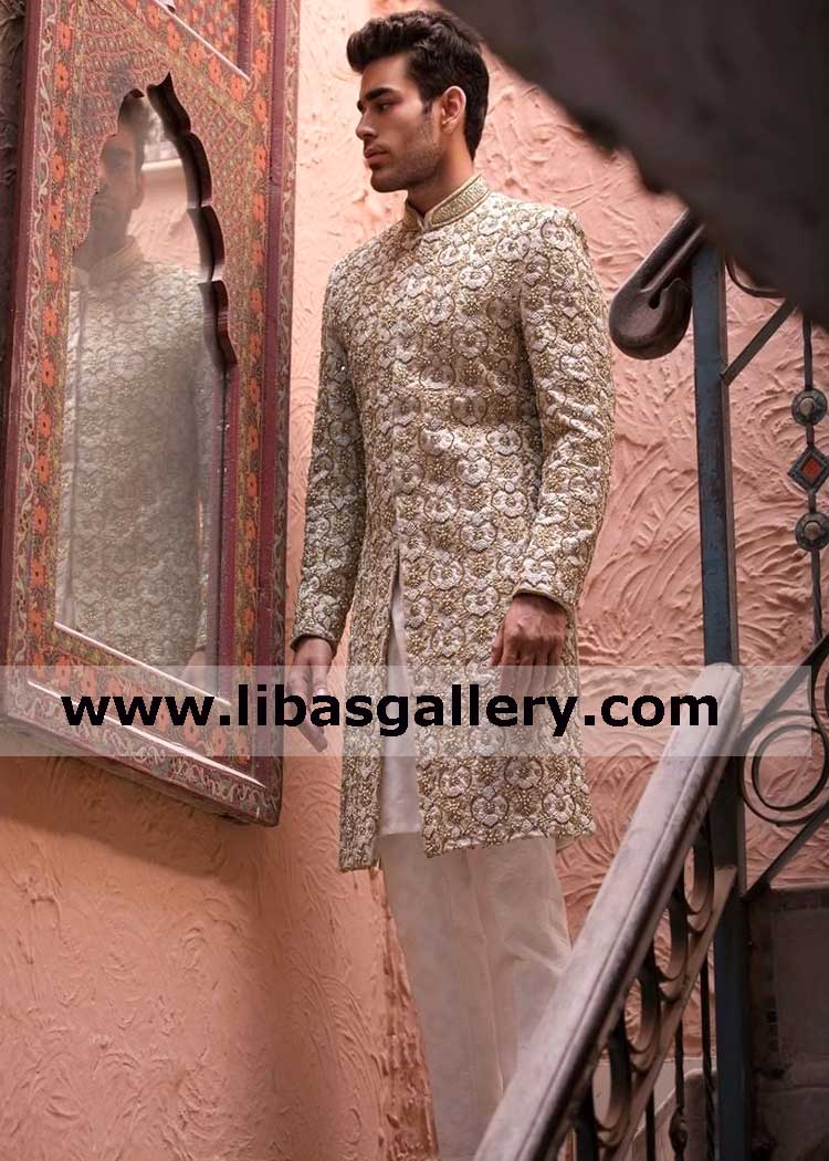 groom wedding sherwani light shade for nikah barat time for summer winter season slim fit and regular fit styles custom made wedding jacket qatar saudi arabia kuwait