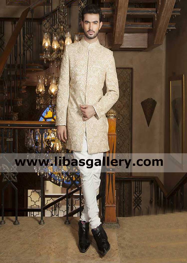 Short length embroidered special occasion mens jacket talk with our fashion consultant for sherwani suit order online Mississippi utah Wisconsin USA