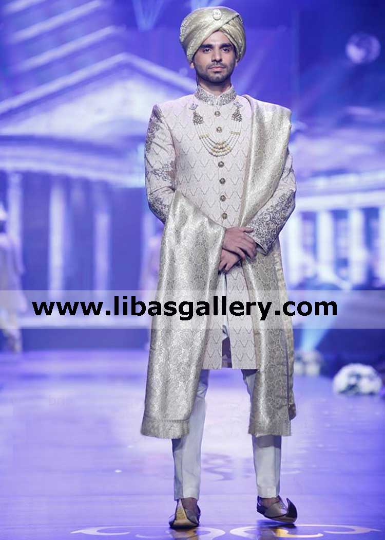 wedding sherwani designers buy sherwani in jamawar banarsi design high quality fabric fusing by japanese buckram nikah barat day article uk usa canada