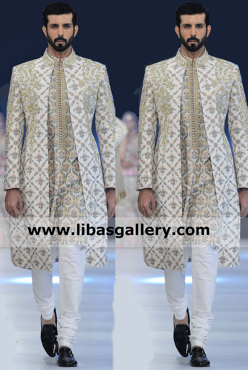 groom sherwani hand embellished with churidar pajama and printed embroidered kurta new article for nikah barat day shop online kuwait qatar usa