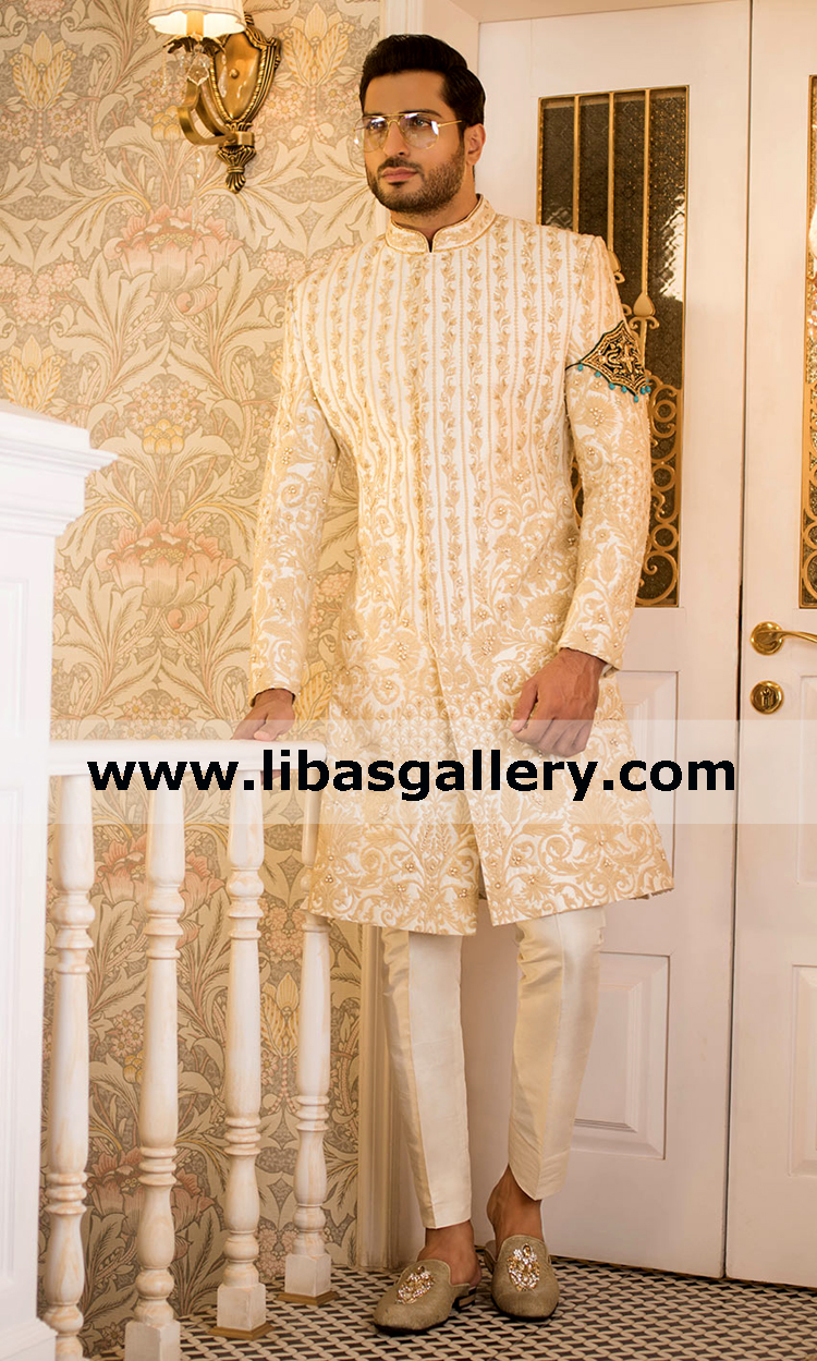 Men Embroidered sherwani dress for grand wedding event