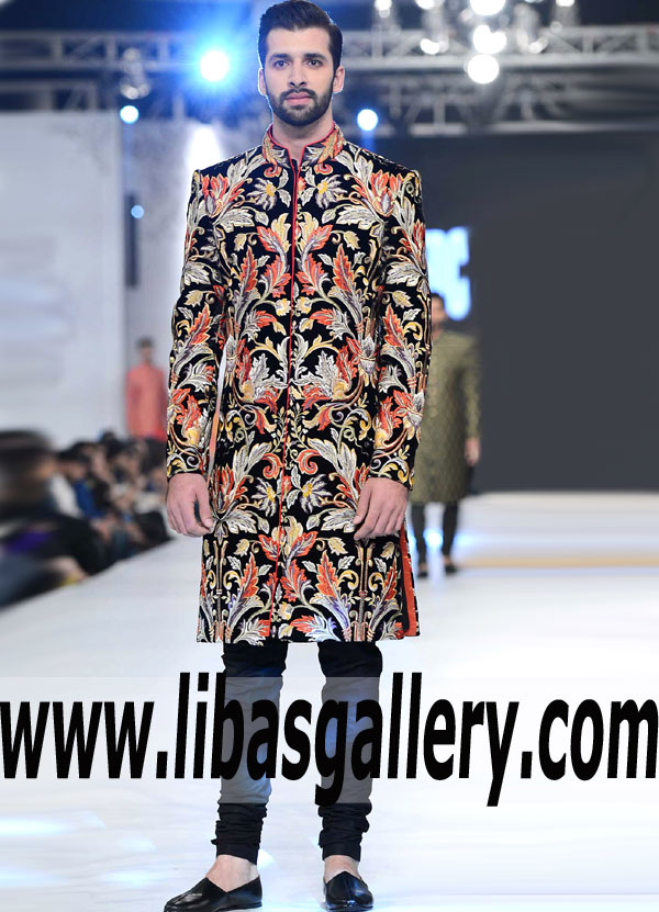 Emotionally intelligent male nikah barat embroidered sherwani