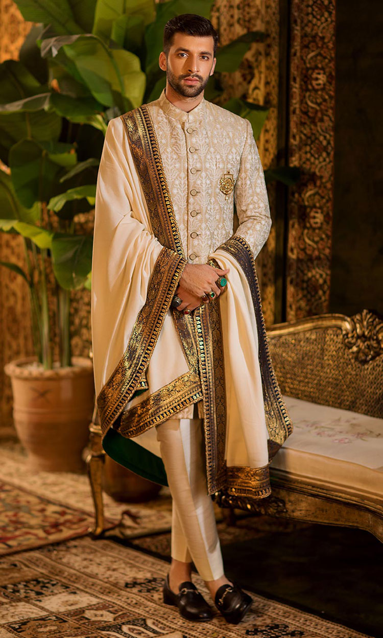 Magnificent embroidered groom sherwani nikah barat dress 