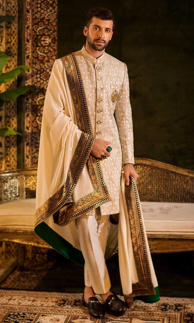 Magnificent embroidered groom sherwani nikah barat dress 