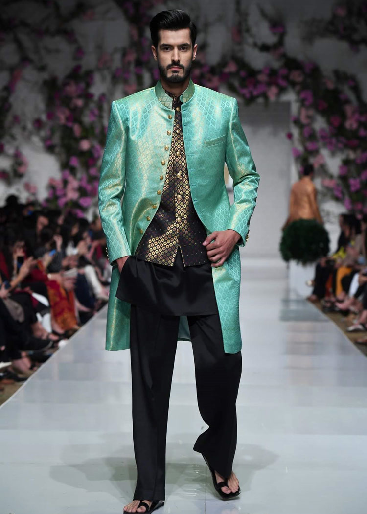 male light green wedding and occasion jacket in jamawar royal fabric