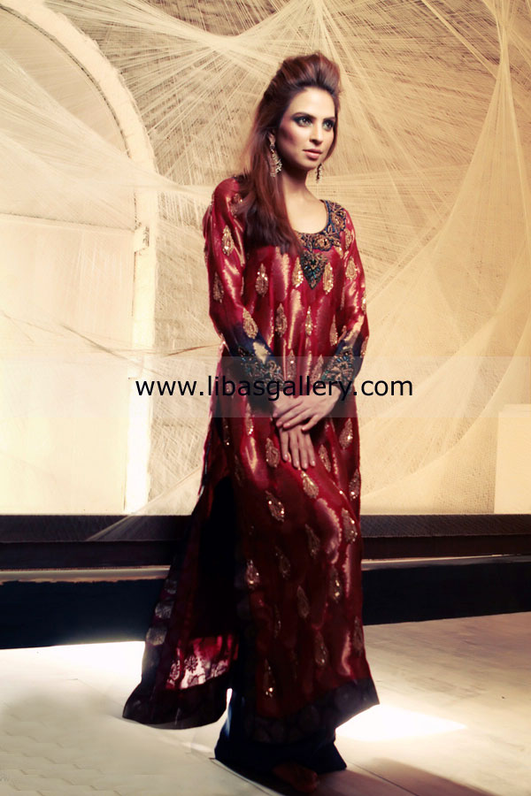 Pakistani Designer Teena Durrani Trendy and Traditionally Embellished Dresses Latest Collection For Eid 2013 buy online UK, USA