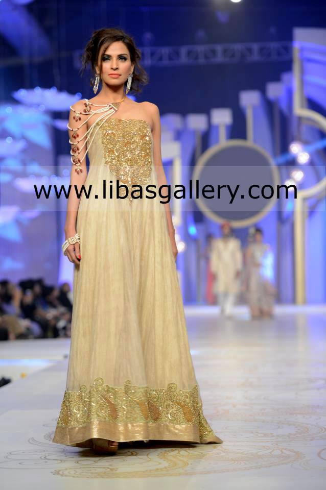 Buy Online Pakistani Special Occasion Wear With Stunning Embroidery Dresses by Mifrah Bridal Collection At Pantene Bridal Couture Week 2013 In UK, USA, Australia, Canada