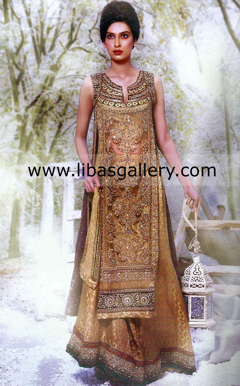 Bridal Sharara Designs 2013-2014 Collection For Weddings by Pakistani Designers Asifa & Nabeel At Bridal Couture Week 2013-2014 Lockwood Huddersfield UK