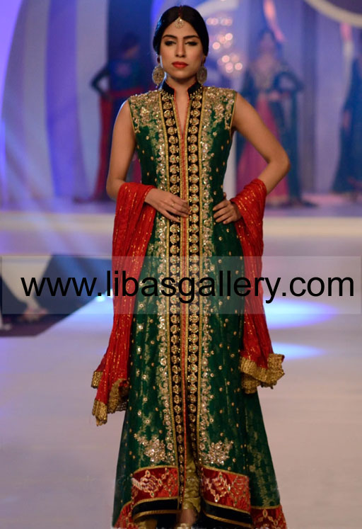 Traditional Long Dresses Designs Bridal 2013 Collection Showcased by Designer Zaheer Abbas at Bridal Couture Week 2013 Shop Online Sale In USA,UK