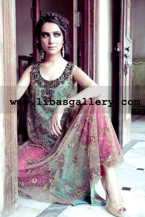 Tena Durrani Bridal Dresses Online | Tena Durrani Bridal Two Legged Sharara 2014 Tena Durrani brings you the latest collections of Pakistani Bridal Dresses Online in London, Designer Dresses Manchester, Birmingham, Southall UK