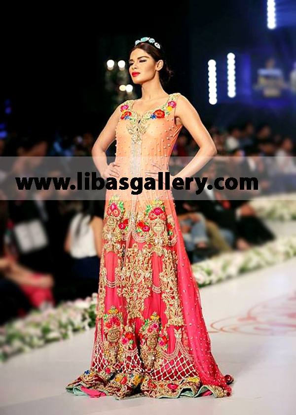 Tabassum Mughal presents latest designer Bridal wedding attire for women At Pantene Bridal Couture Week 2014,Tabassum Mughal elegant bridal outfits, exquisite ethnic wear Anarkali Gown in California, USA