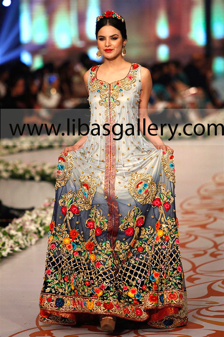 Online Anarkali lehengas from PBCW Karachi By Tabassum Mughal Anarkali Bridal Suit with Embellished Wedding Lehenga Tabassum Mughal traditional lehenga in LA California Spain USA