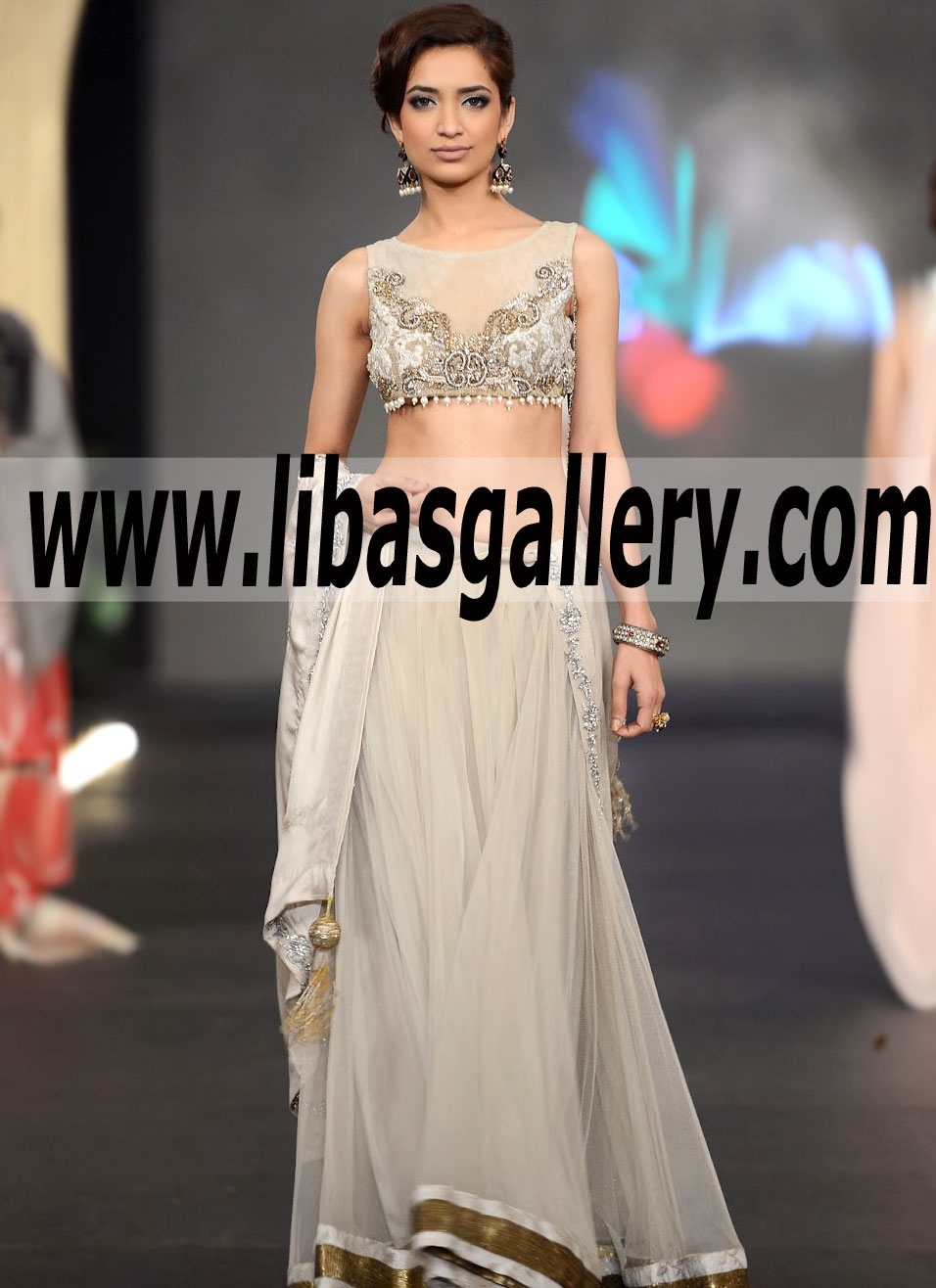 Explore Bridal Lehenga Dress for Special Occasions by Nickie Nina from PFDC L`Or�al Paris Bridal Week 2014,Nickie Nina lehenga, sharara, gharara for Valima Reception. Walima Reception Dress London, Manchester, Birmingham, UK