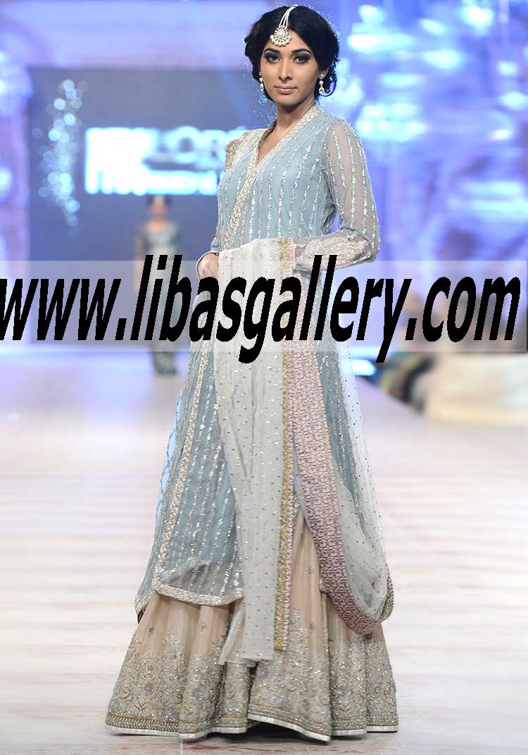 Admirable Pale Aqua color Angrakha Dress for Wedding and Special Occasions