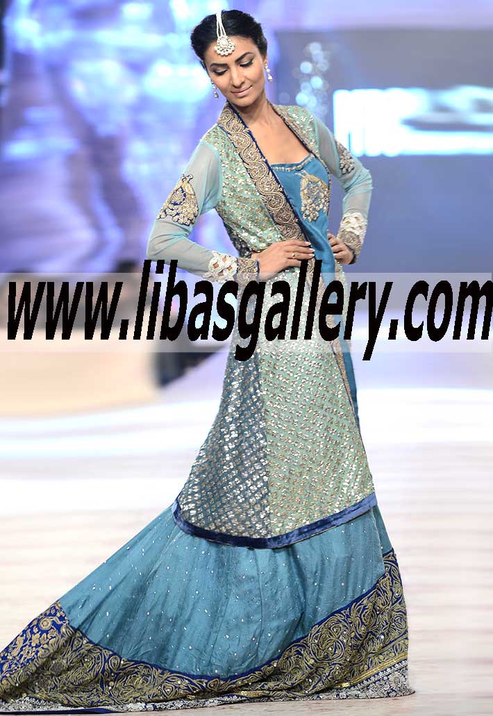 Sensational Teal Blue and Oxford Blue Raw Silk Lehenga for Weding and Special Occasions