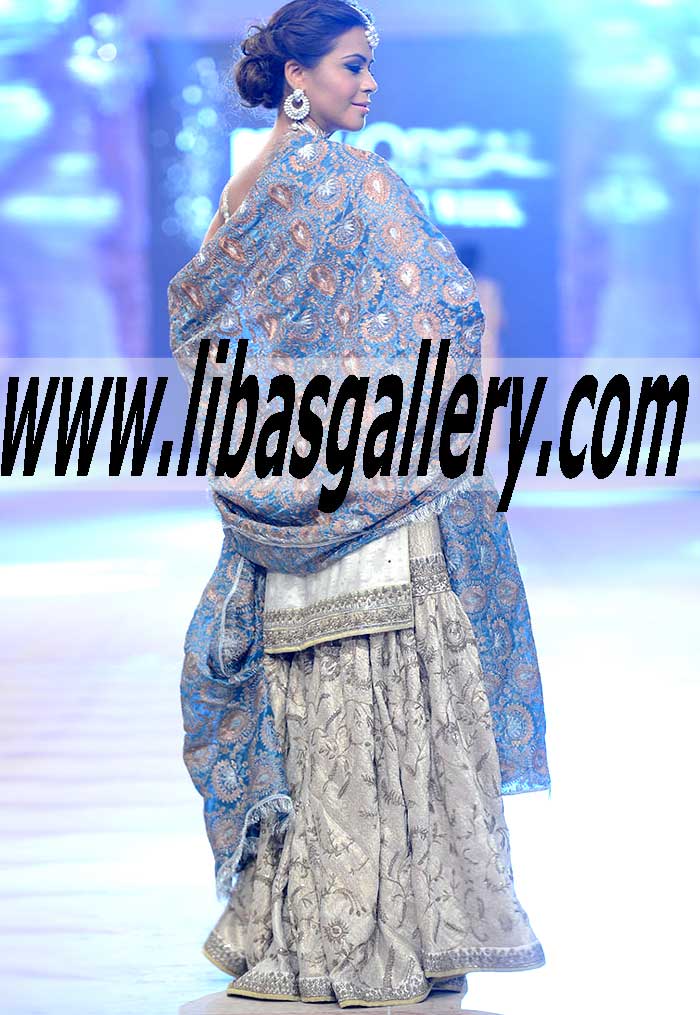 Beautiful Pure Jamawar Self Print Gharara Dress for All Formal Occasions