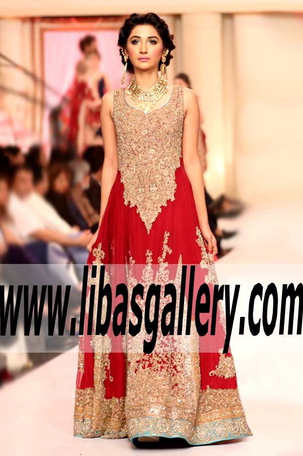 Beautiful Wedding Anarkali Dress with Delicate and Attractive Embellishments for Wedding and Special Occasions